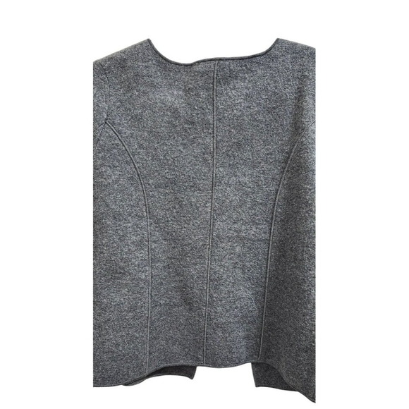 Boden Gray Seamed Boiled Wool Open Cardigan Sweater Blazer Jacket US 8 UK 12 - Picture 5 of 11